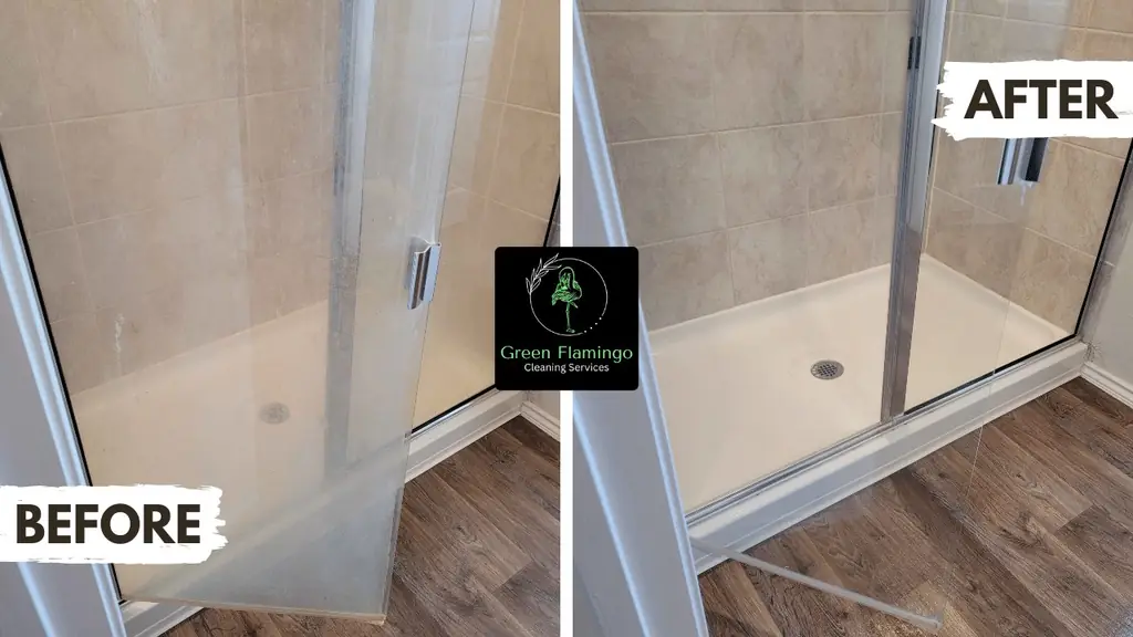 Before and after: shower door glass, before and after