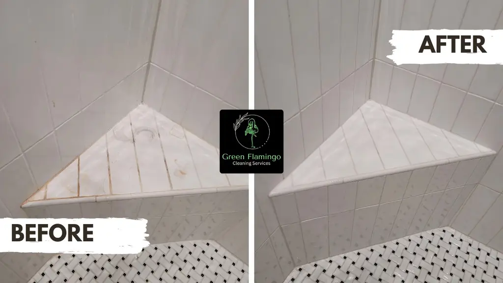 Before and after: shower tile and grout lines